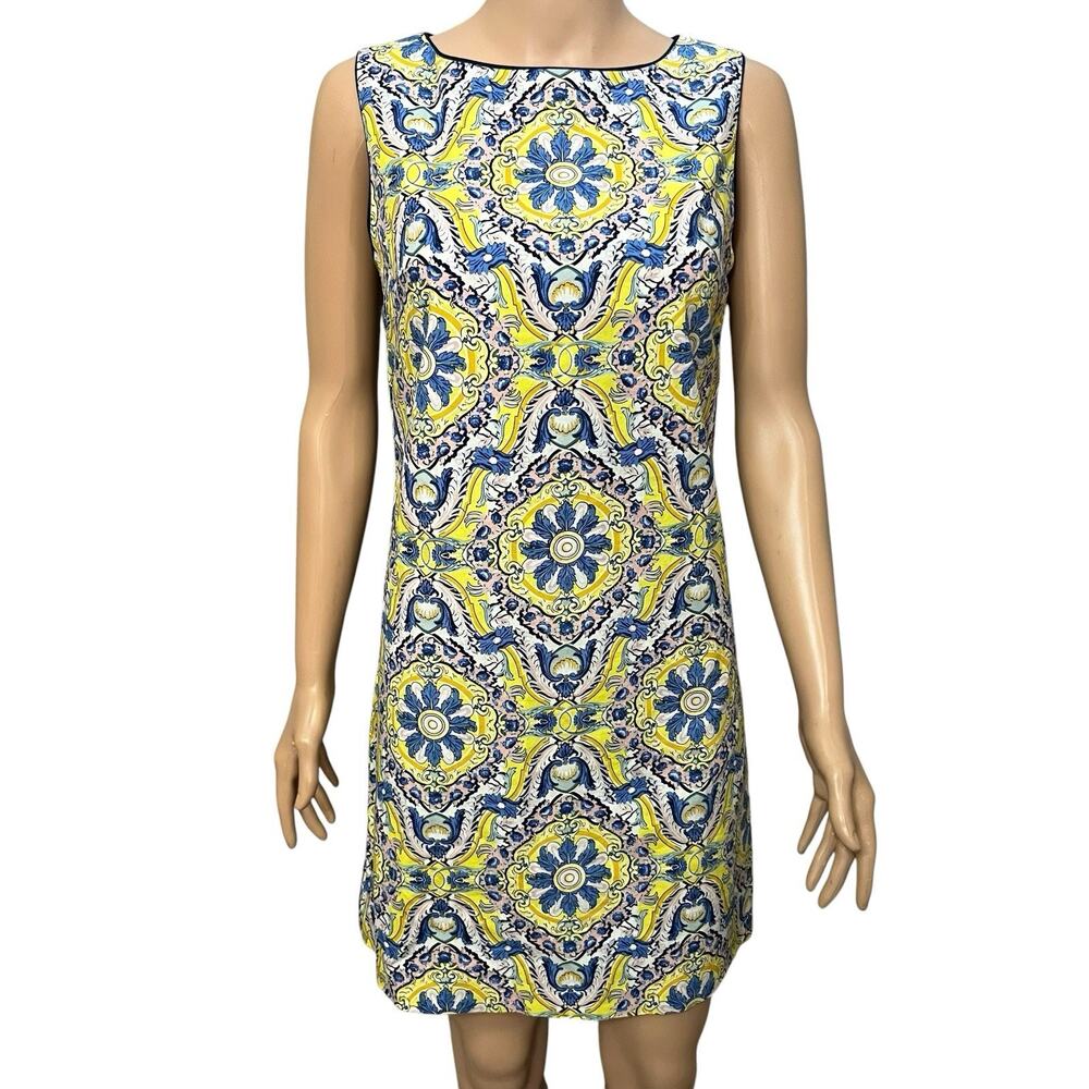 Betsey Johnson Tile Print Mini Dress 4 Preppy Vacation European Summer Shift